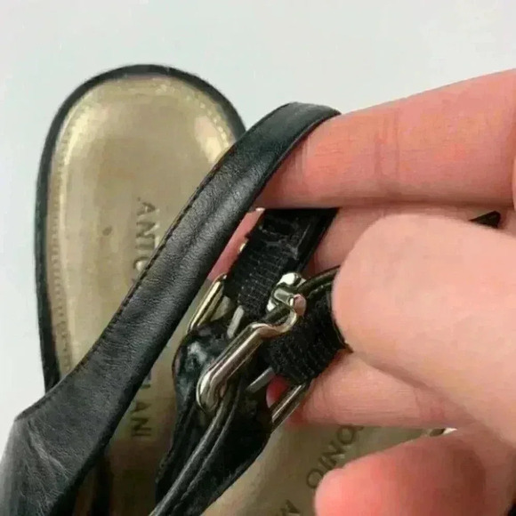 Antonio Melani heels sz 8.5 Black leather leather 90s Y2k - Picture 6 of 7